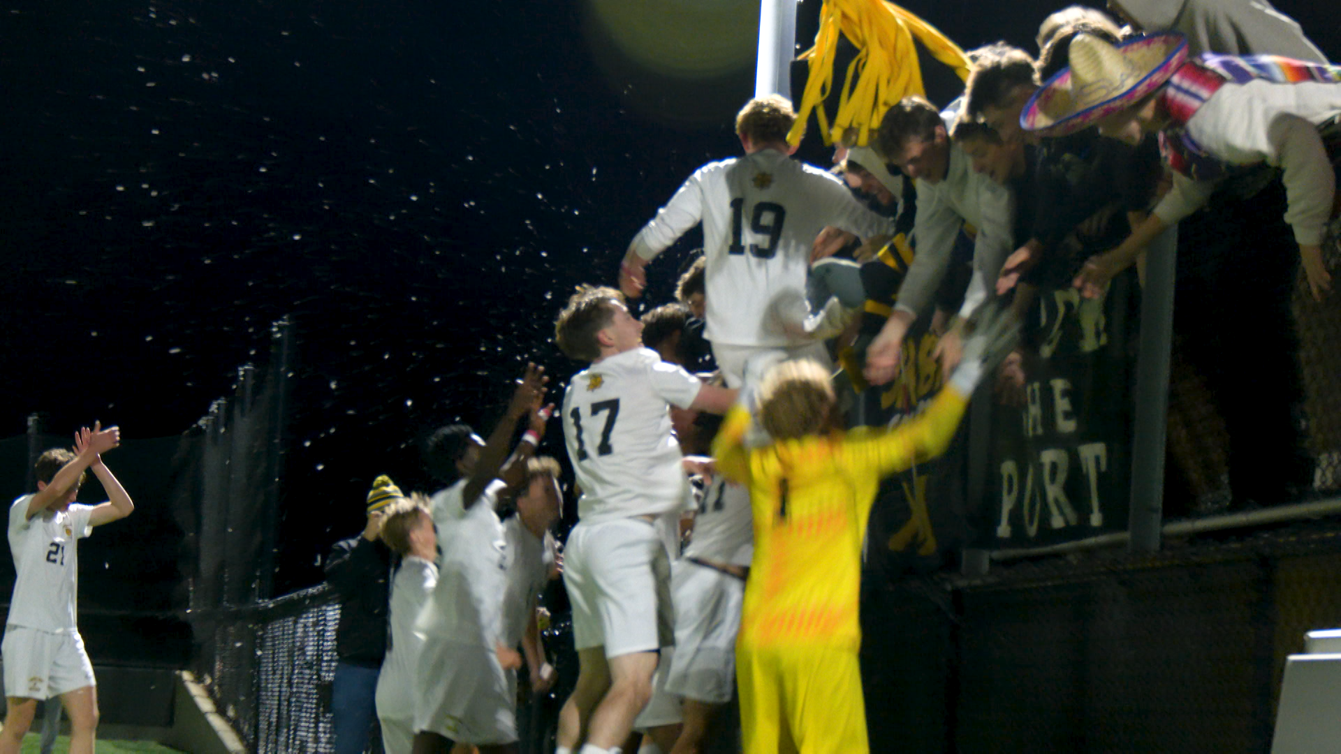 Section V Soccer Championships celebration with players and fans
